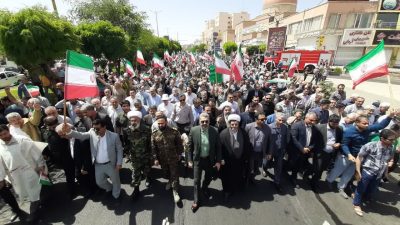 حضور یکپارچه و باشکوه مردم انقلابی پرند علیه رژیم صهیونیستی + فیلم و تصاویر